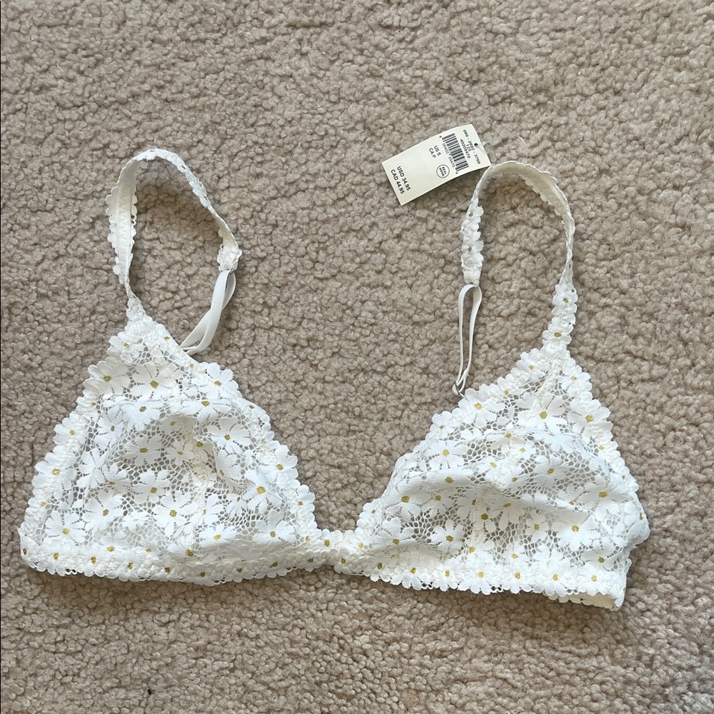 New Aerie White Floral Lace Bralette